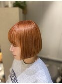 gronn 大人のハイトーンオレンジボブ