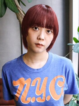 ニール 名古屋 伏見 丸の内(NEELU) レッドカラーボルドーブリーチ無しダブルカラー