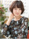★マロンベージュ斜めバング小顔マッシュボブパーマ20代30代★1
