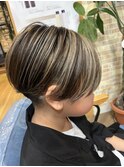 kidsカットハイライト刈り上げオシャレ札幌美容室手稲マッシュ