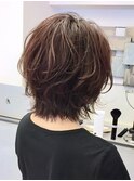 ミディアムヘア毛先パーマことりベージュ黒髪ウォーターフォール