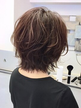 ミッテル(mittell) ミディアムヘア毛先パーマことりベージュ黒髪ウォーターフォール