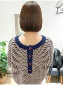 "久保田"ボブカットオリーブベージュ透け感カラーまとまるボブ
