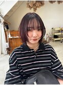 ボブ顔まわりレイヤー　ラベンダーピンク