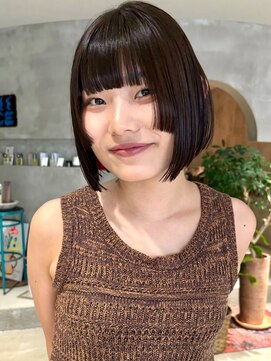 ハウ 心斎橋(how) 大人可愛い小顔ジャギーボブ似合わせオリーブベージュボブ