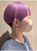 ラベンダーグレージュ ピンクラベンダー 刈り上げマッシュ