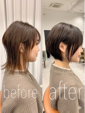 バイエイト(X８) 横顔美人ショートに♪before after