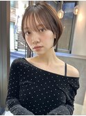 透明感カラー ボブ 前髪 ショート カラー ブリーチ&カラー