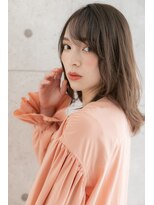 ミック ヘアアンドビューティー 大山店(miq  Hair&Beauty) 外ハネカール×斜めバングの色っぽくびれセミディ