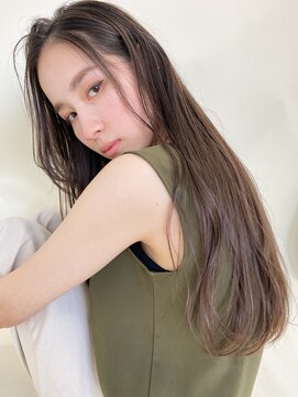 ルービック 難波(Rubik's) ブリーチなし暗髪透明感カラー/ゆるふわデジタルパーマ