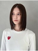ボブミディアム顔周りレイヤー韓国ヘアおくれ毛_ba556061