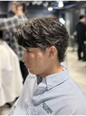 センターパート&フェザーパーマ&シャドウパーマ&黒髪&men's