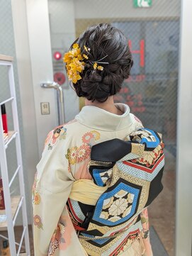 ヒデ美容室 振袖～編み込みアレンジ