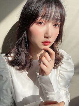 エマエコル(Emma ecole) Emma ecole 暗髪イルミナカラーグレージュ セミディ by.高橋