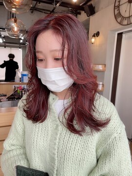 ピンク バイ アンジェリカ 瓢箪山店(PINQ by ANGELICA) #PINQ #センターパート #韓国風レイヤー