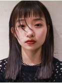 ★オン眉 切りっぱなし ミディアムレイヤーダークアッシュ【Riku