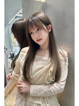 リール 銀座(R'EEL) 韓国レイヤーカット　ワンカールでかわいい　オリーブベージュ