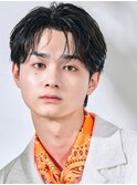 韓国ヘアカルマパーマコンマバングセンターパート黒髪ニュアンス