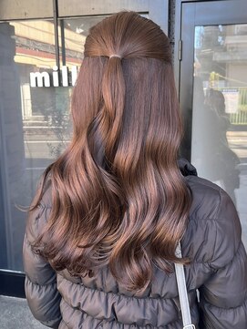 ミル(1001 mille) イルミナカラー/カラー/オリーブベージュ/ハーフアップ