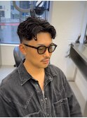 神保町men'sスペインカールブルーブラックスパイキーショート