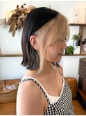 フェイスフレーミング/ブロンドカラー/ボブカット