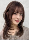 新杉田レイヤーカット韓国ダブルカラー顔周り前髪カットボブ