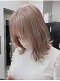 ba1173バレイヤレージュ金髪ボブホワイトミルクティーロブヘア