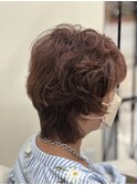 ピンクオレンジパーマ
