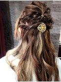 ヘアセット/ハーフアップ編み込みヘアアレンジ/自由が丘/個室