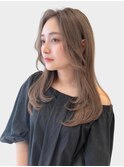 小顔薄めバングシアーカラーレイヤーナチュラルカール前髪美髪