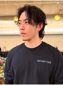 ニュアンスパーマ大人ナチュラルセンターパートメンズヘア