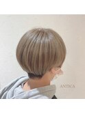 マッシュショート×ミルクティーベージュ