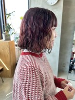 テトヘアー(teto hair)&nbsp;ボブパーマくるくる　ウェーブパーマ　赤レッドブラウン
