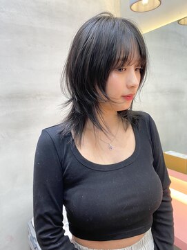 ロンドポレール 北千住(Lond polaire) グレーブラウン/ミディアムレイヤーカット/ダークアッシュ