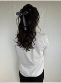 編み込み ゆるふわ ハーフアップ お呼ばれ 結婚式 ヘアアレンジ