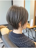ボブ/ショートボブ/ハイライト/20代/30代/大人女性/白髪ぼかし
