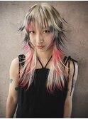 レイヤーカット/ウルフ/ホワイトブロンド/外ハネボブ/美髪