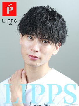 リップス 天神(LIPPS) ツイストスパイラルパーマショートマッシュツーブロック刈り上げ