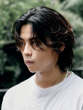 エリマ 横浜西口(elima) 横浜西口メンズボブサーフカール波巻きパーマセンターパート緩め