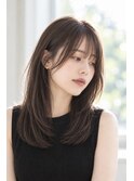 秋艶ストレートセミロング厚めバング