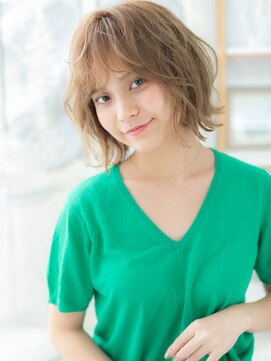 カバーヘア 上尾西口店(COVER HAIR) 外国人風シアーベージュ前下がり外ハネミディa上尾10代20代30代