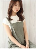 くびレイヤーエモージュピンクベージュマチルダボブミディ前髪