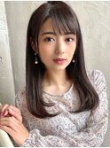 ワンカールレイヤー前髪暗髪カラー顔まわり清楚