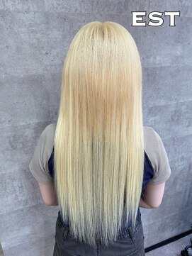 エスト 大阪梅田(EST) レミー100%高級人毛/53cm☆シールエクステ60枚+ブリーチカラー