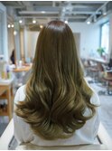 20代30代◎冬の暗め艶巻き髪韓国風レイヤーロング×オリーブ
