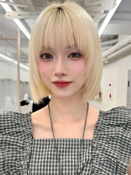 アッシュ 新杉田店(Ash) 新杉田レイヤーカット韓国ダブルカラー顔周り前髪カットボブ