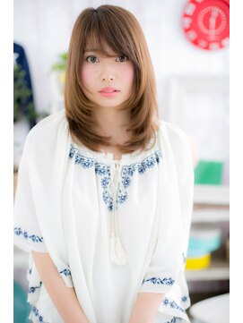 ミック 日暮里店(miq) ハイライトカラー♪内巻き小顔ミディアムレイヤーb1