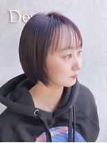 ドゥマン(Demain)&nbsp;ボブバイオレットパープル大人かわいいフェザーバング小顔カット