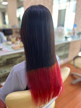 アークスヘアー 20代30代40代ワインレッド髪質改善カラー艶感ストレート