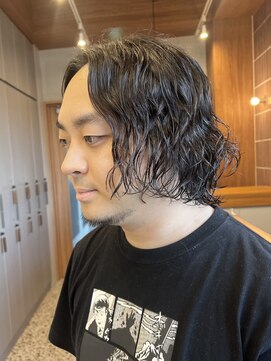 エリマバイフィフス 調布(elima by fifth) メンズミディアムボブスパイラルパーマウェーブパーマ緩めパーマ